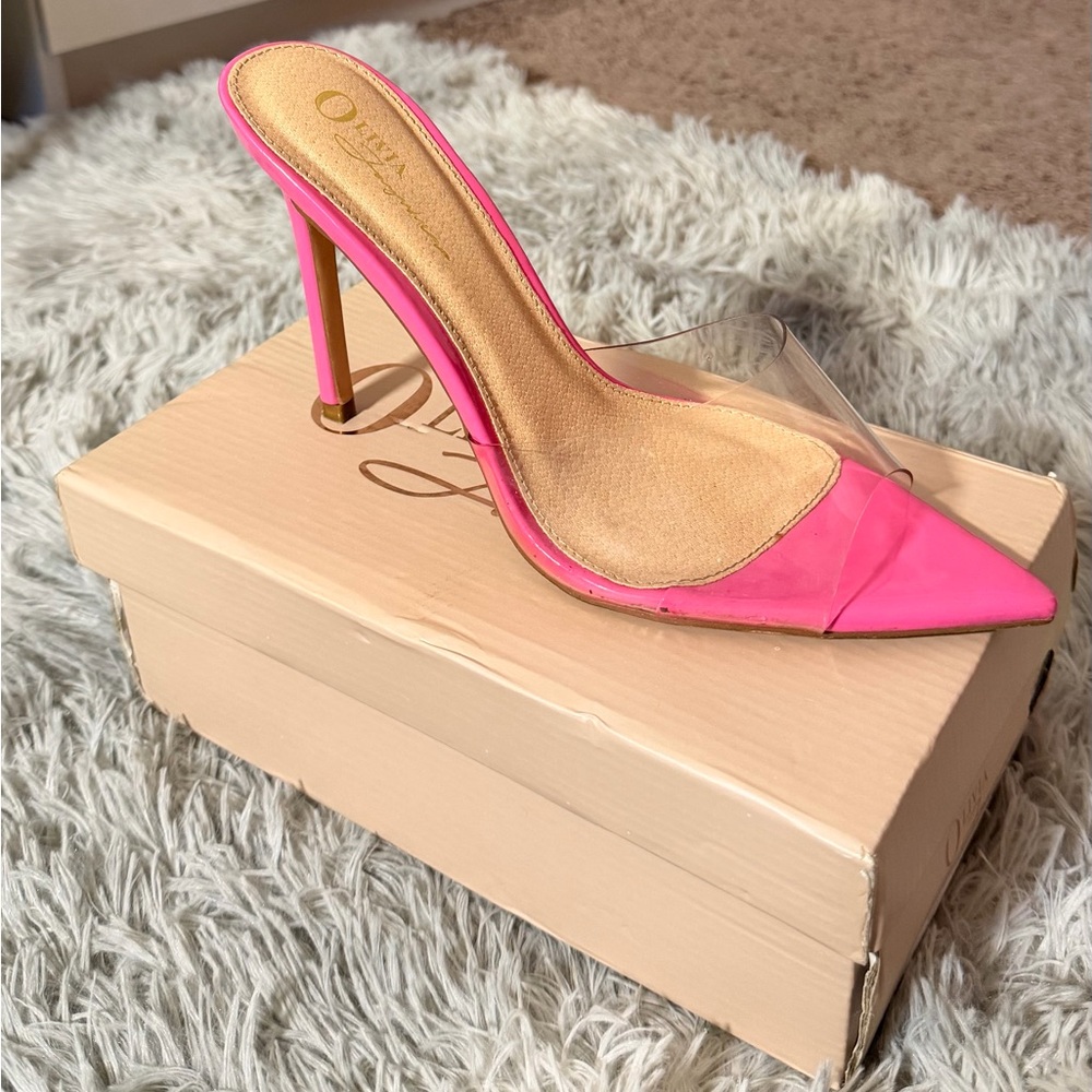 Pink Clear Strap Stiletto Mule - Picture 3 of 6